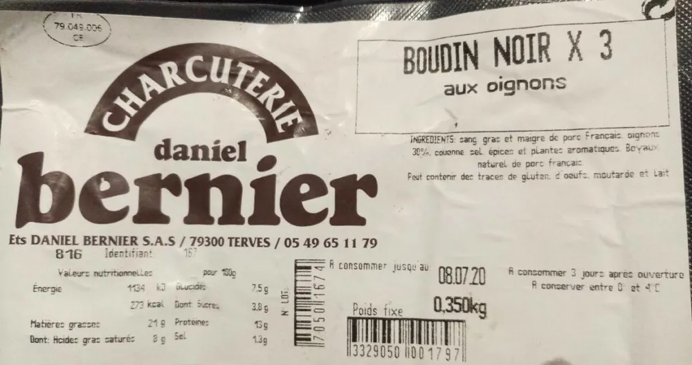 Boudin noir aux oignons x3