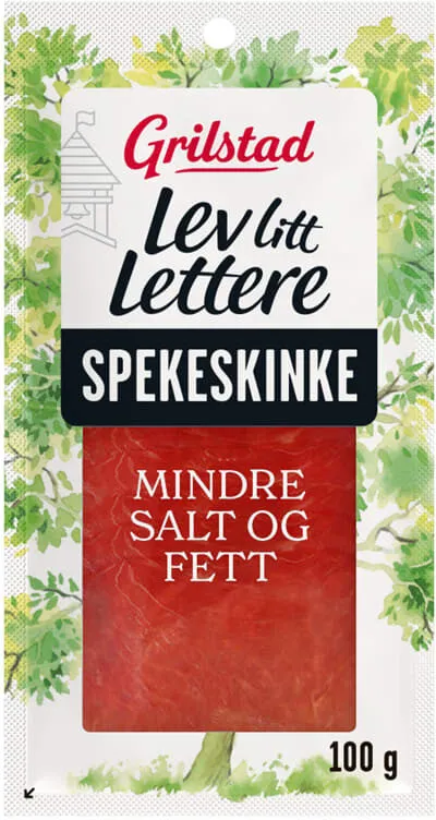 Spekeskinke i tynne skiver, mindre salt og fett