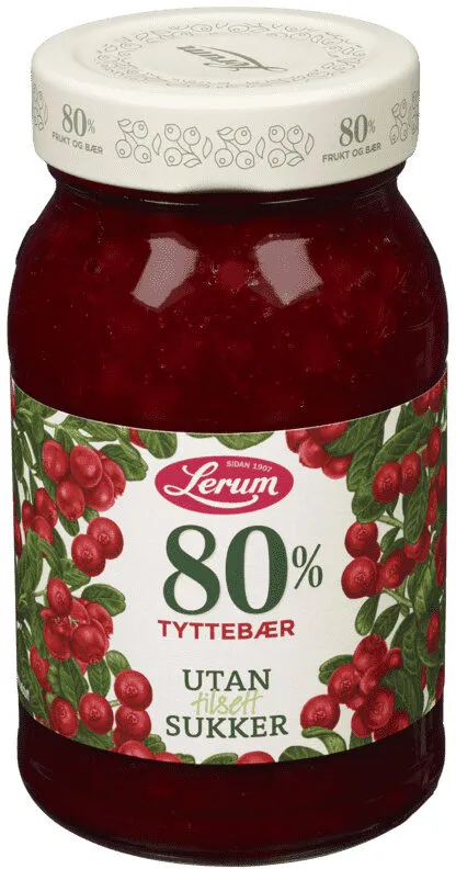 80% Tyttebær utan tilsatt sukker