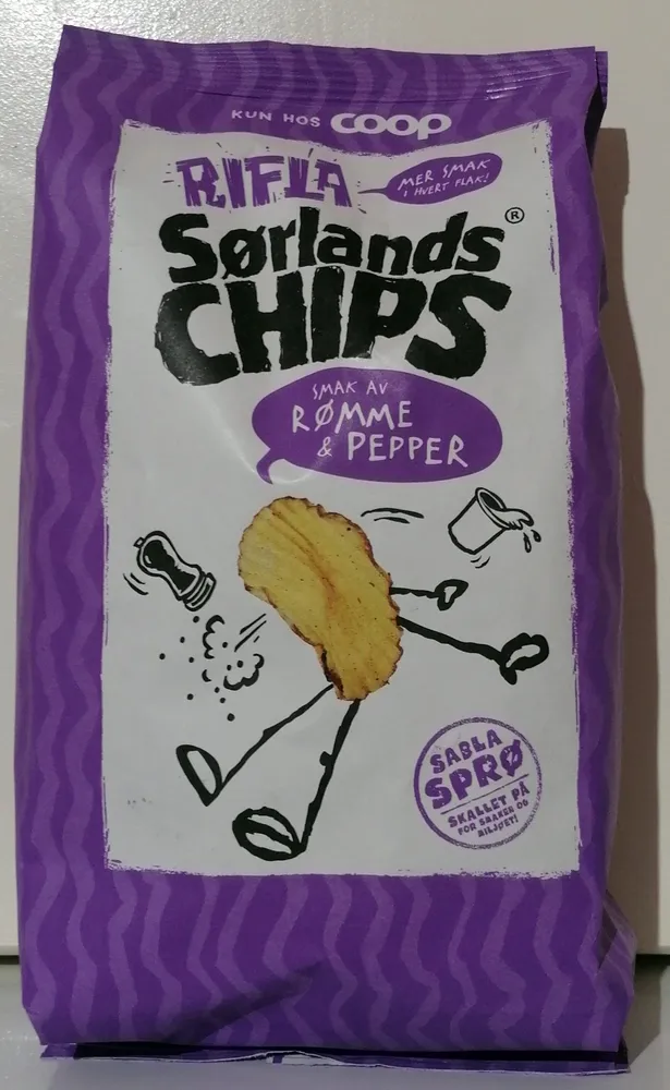 Rifla Sørlandschips med smak av rømme & pepper