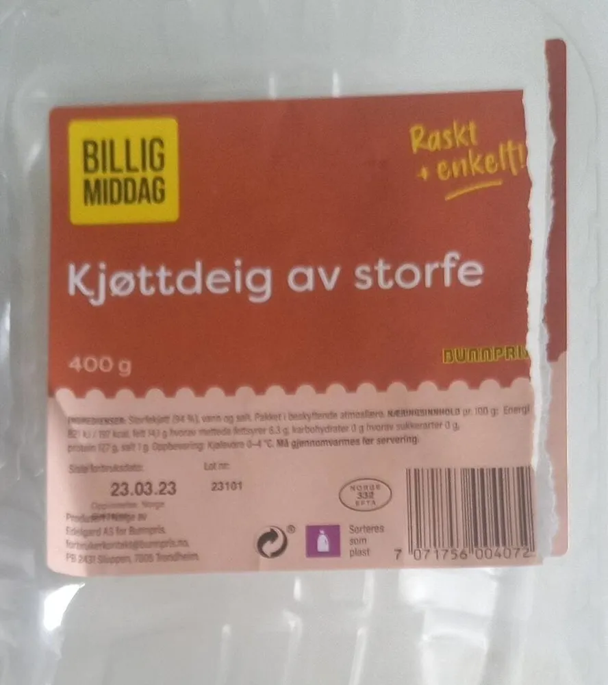 Kjøttdeig av storfe