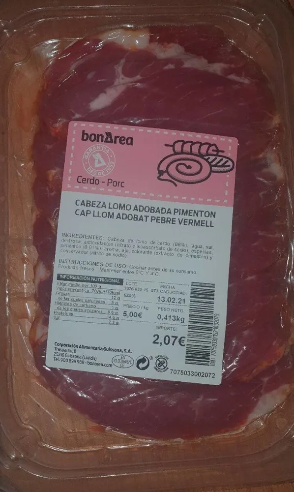Cabeza lomo adobada pimentón