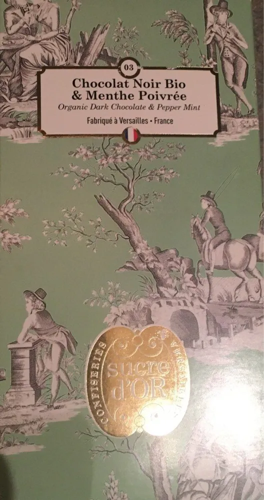 Chocolat noir bio et menthe poivree