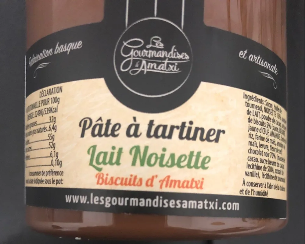 Pâte a tartiner lait noisette