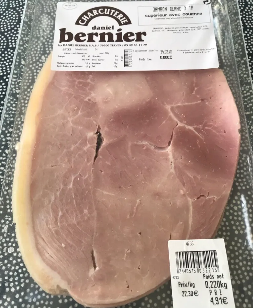 Jambon blanc superieur avec couenne