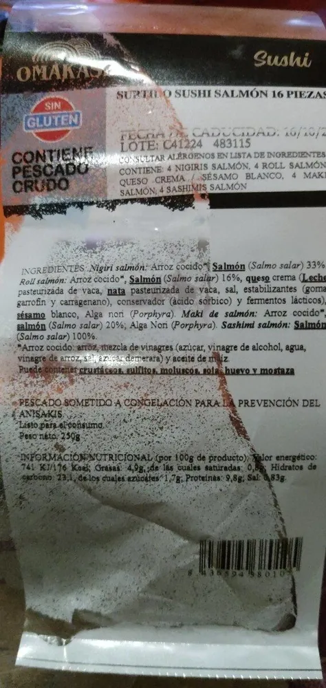 Surtido Sushi Salmón 16 pzs
