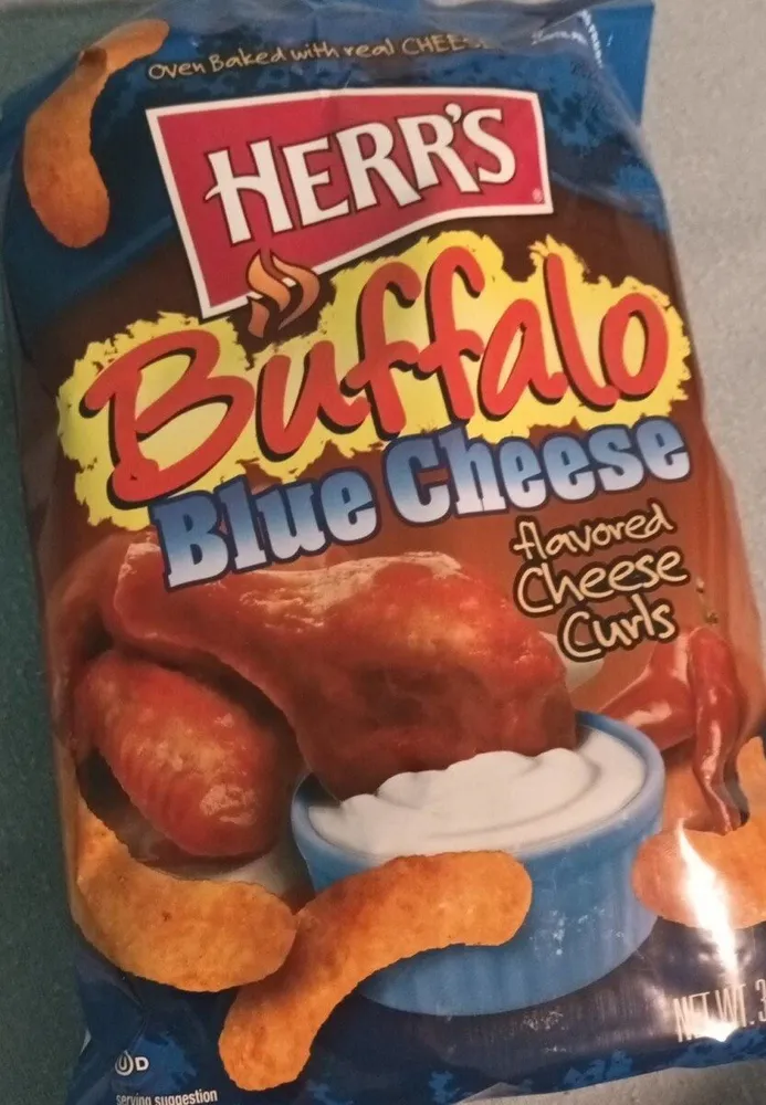 Buffalo Blue Cheese flavored cheese curls chips
