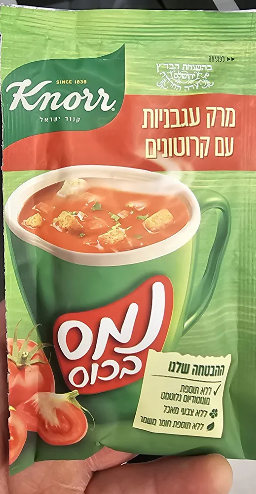 Instant Tomato Soup With Croutons מרק עגבניות עם קרוטונים
