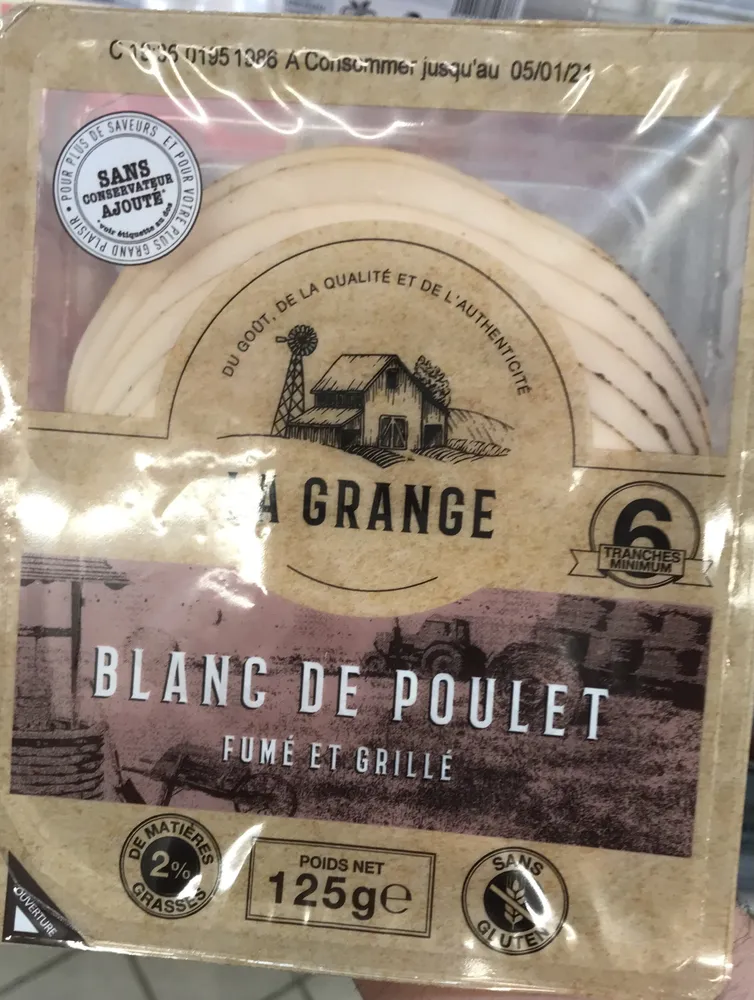 Blanc de poulet fumé et grillé