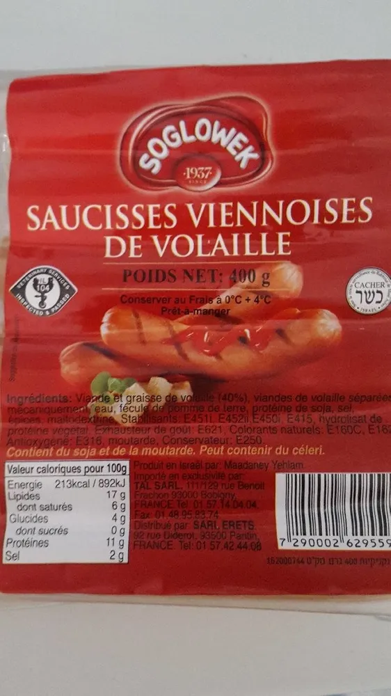 Saucisses viennoise de volaille