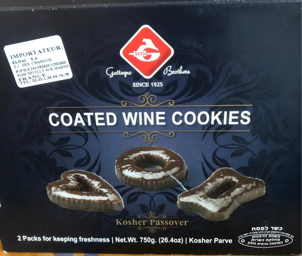 Coated wine cookies