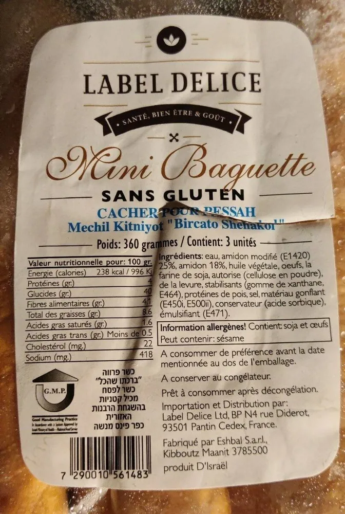 Mini baguette sans gluten