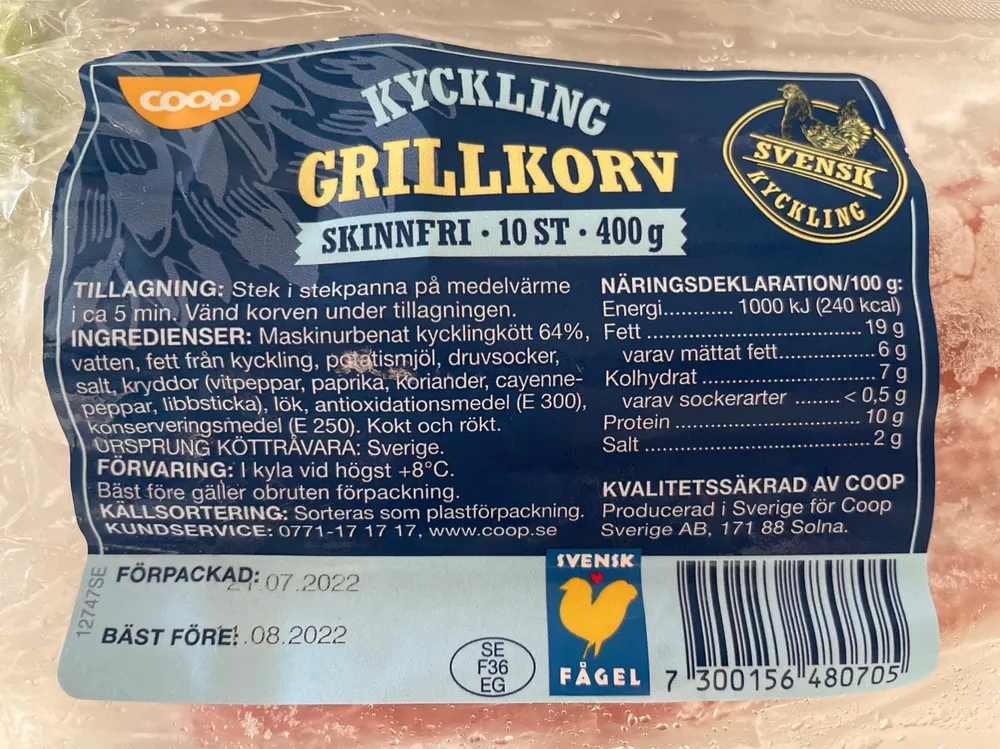 Kyckling Grillkorv