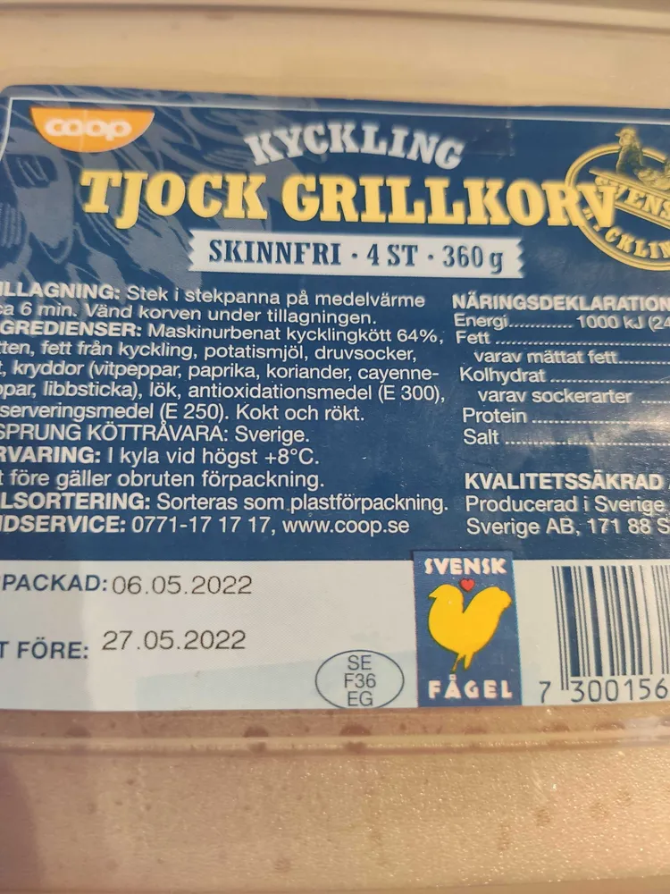 Tjock grillkorv kyckling