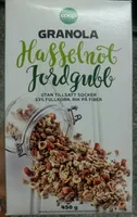 Granola hasselnot jodgubbs