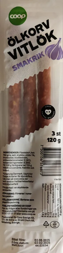 Ölkorv Vitlök