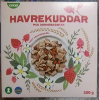 Havrekuddar med jordgubbisbitar