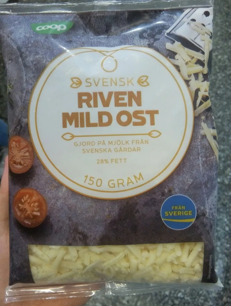 Svensk riven mild ost