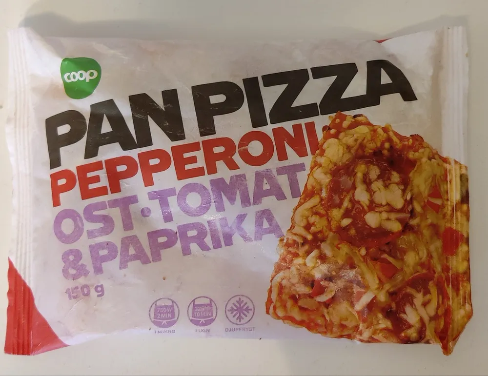 Pan Pizza Pepperoni, Ost, Tomat & Paprika
