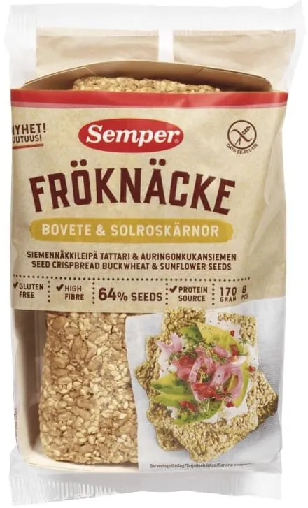 Frøknekkebrød Bohvete&Solsikke 170g Semper