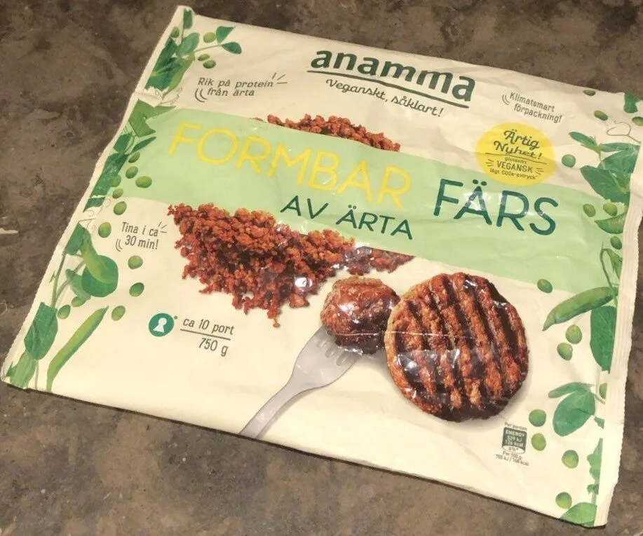 Formbar färs av ärta