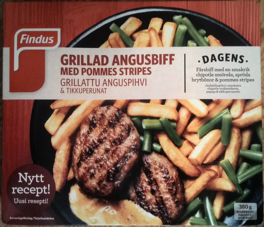 Findus Dagens Grillad Angusbiff med pommes stripes