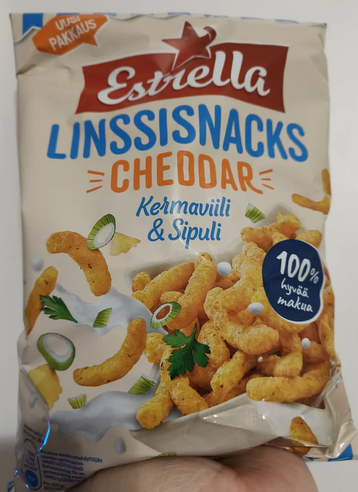 Linssisnacks Cheddar Kermaviili & Sipuli