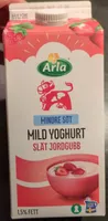 Mild Yoghurt Slät Jordgubb Mindre Söt