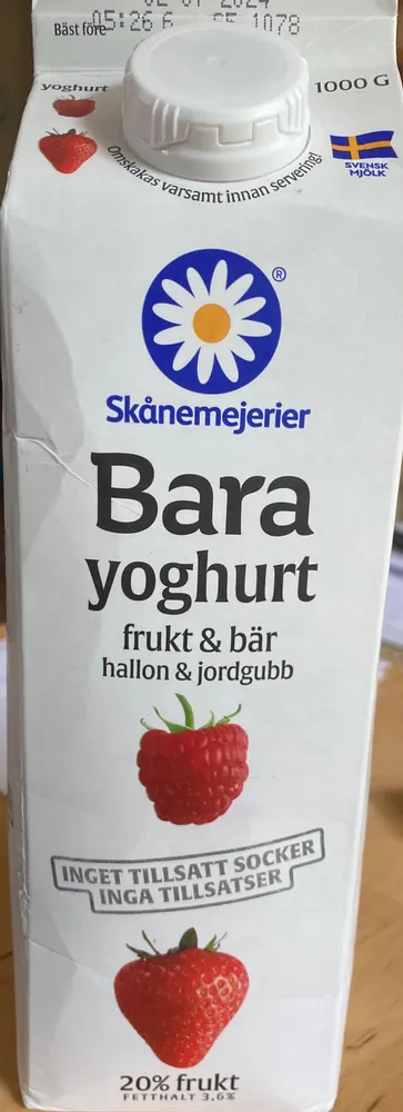 Bara yoghurt frukt & bär hallon & jordgubb