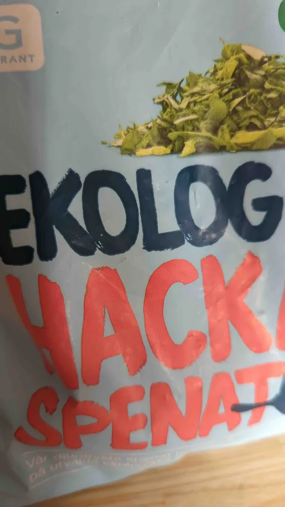 Ekologisk hackad spenat