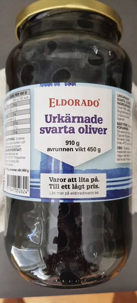 Urkärnade svarta oliver
