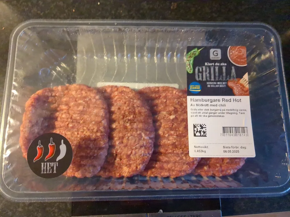 Hamburgare Red Hot Nötkött