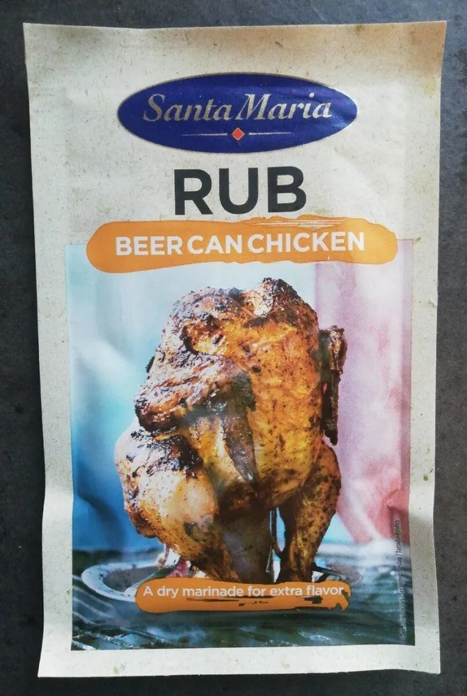 Rub beer can chicken