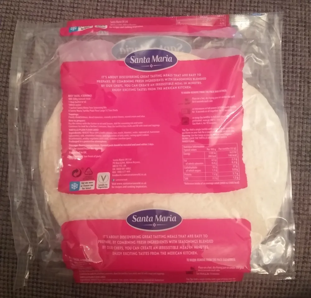 Super soft TORTILLA PLAIN FLOUR