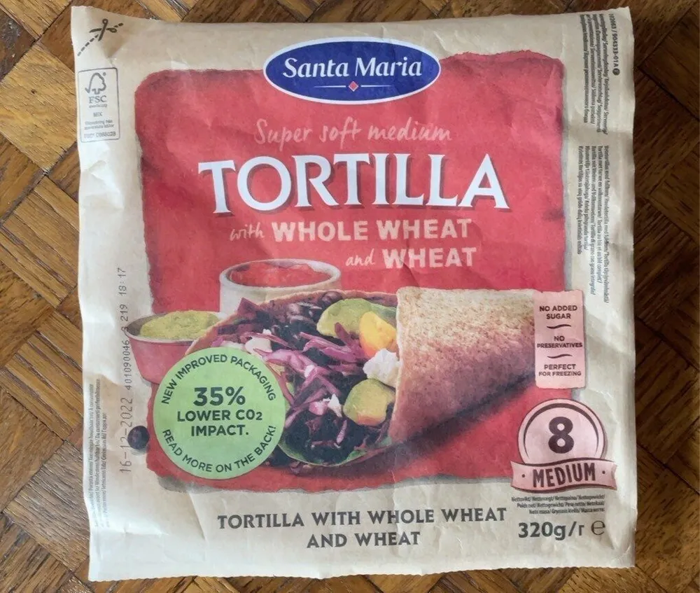 Tortilla with whole wheat and wheat