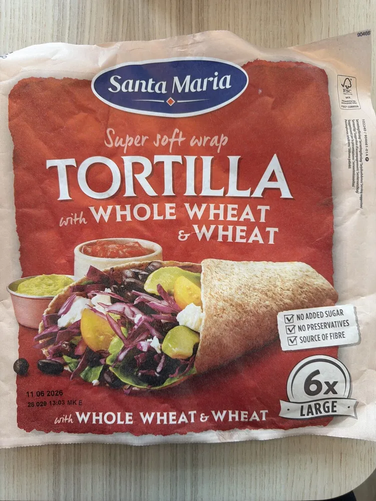 Tortilla with whole wheal