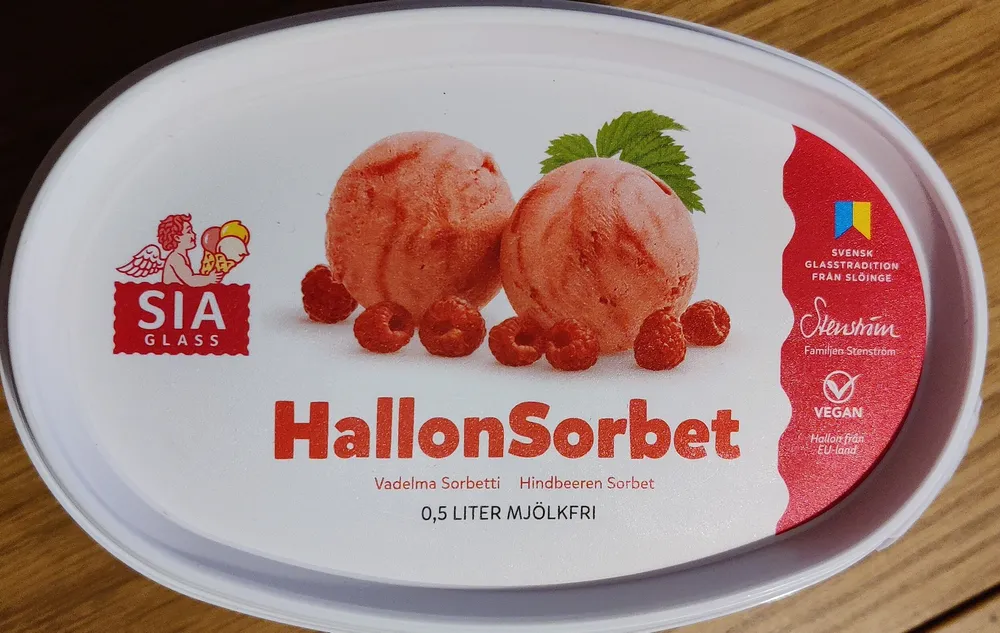 Hallonsorbet