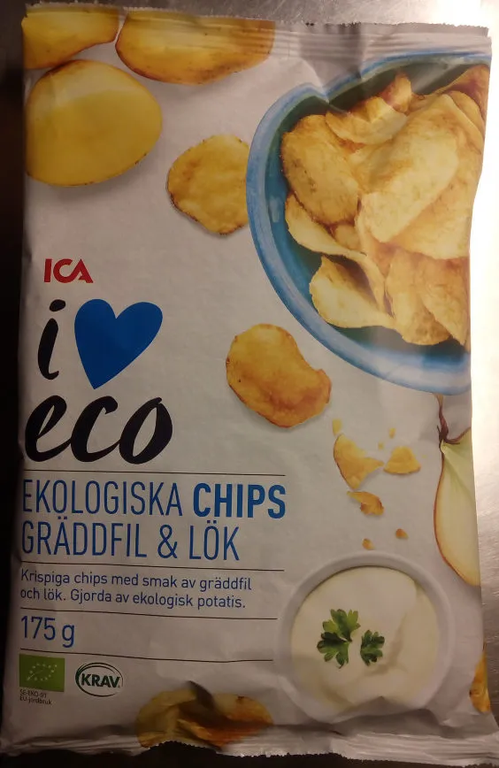 ICA i♥eco Ekologiska chips Gräddfil & lök