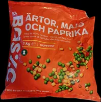Ärtor, majs och paprika