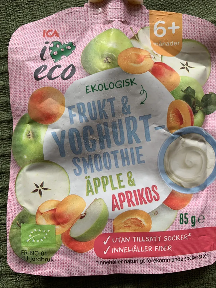 Ekologisk fruktpuré med yoghurt - Äpple & aprikos