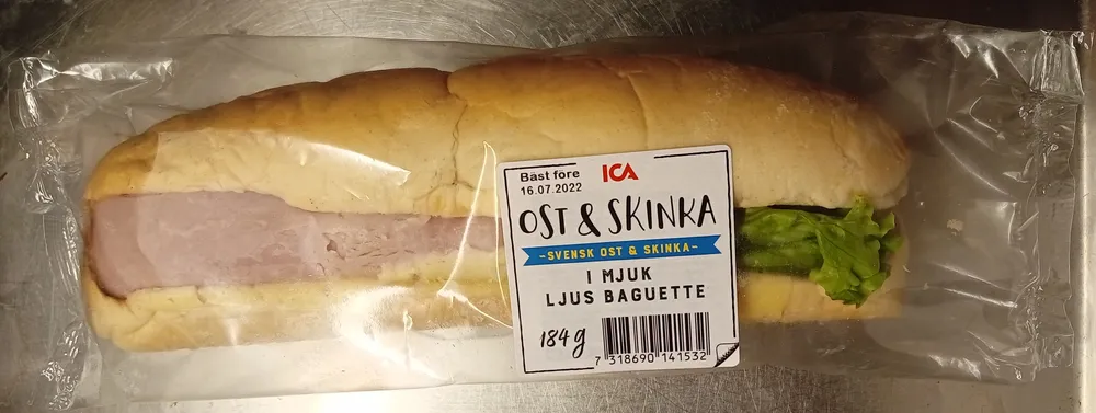 ICA Ost & skinka i mjuk ljus baguette