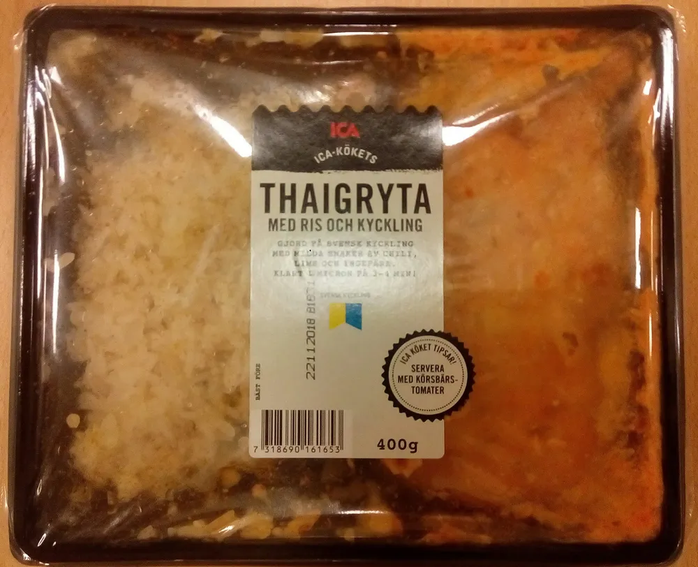 ICA-kökets Thaigryta med ris och kyckling