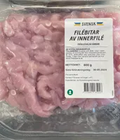 Filébitar av kycklinginnerfilé