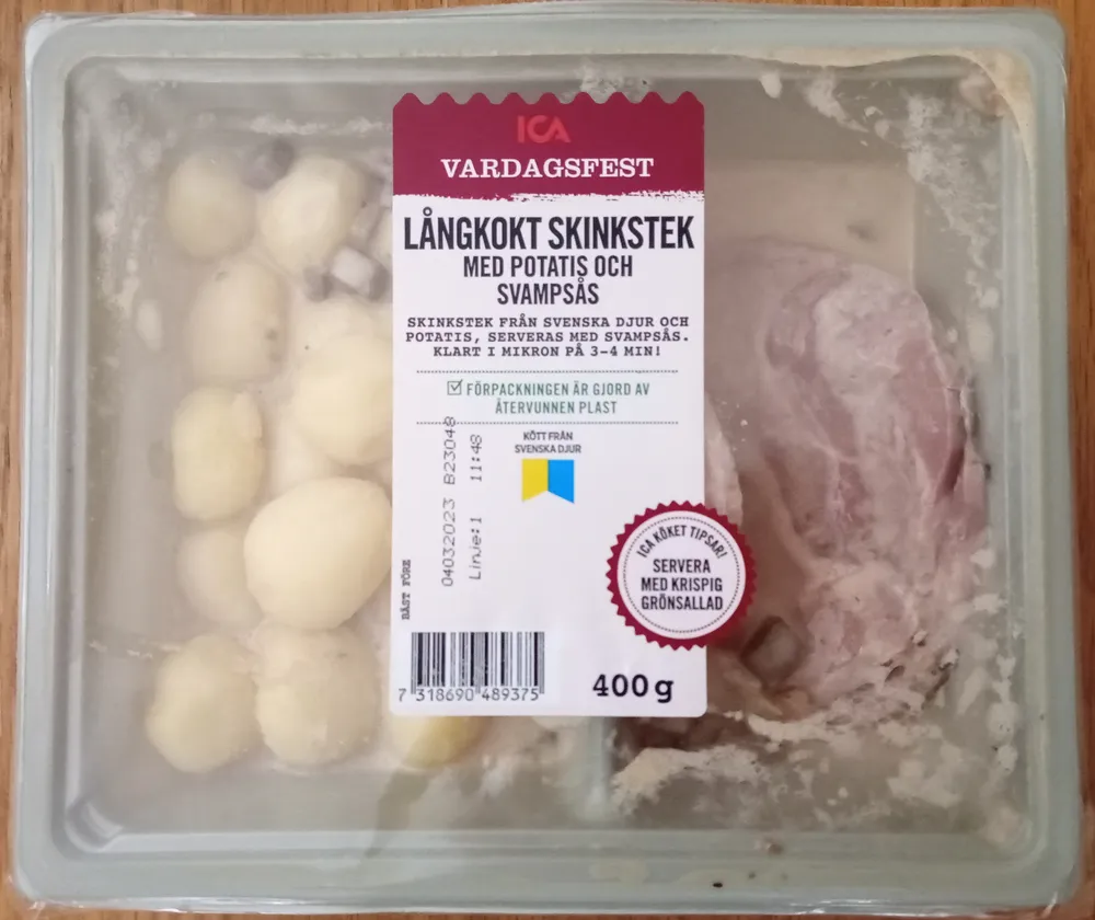 ICA Vardagsfest Långkokt skinkstek med potatis och svampsås