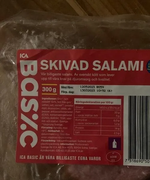 Skivad salami