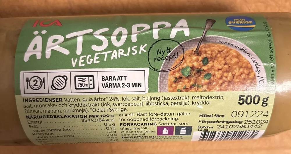 Vegetarisk Ärtsoppa
