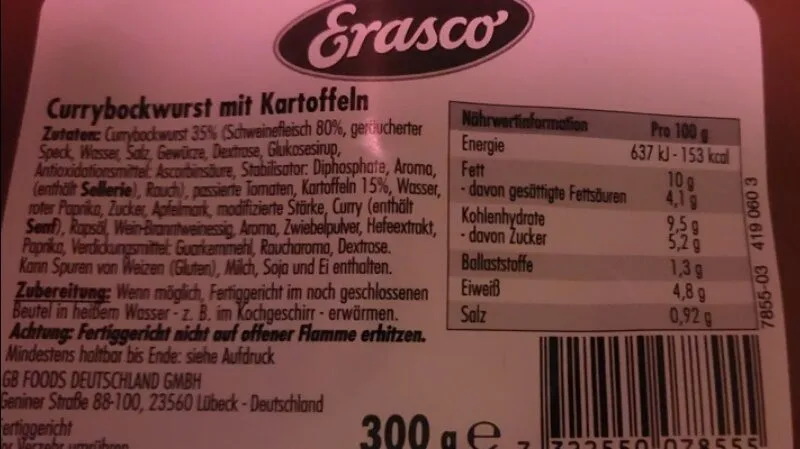 Currybockwurst mit Kartoffel