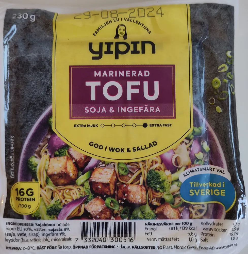 Marinerad tofu, soja & ingefära