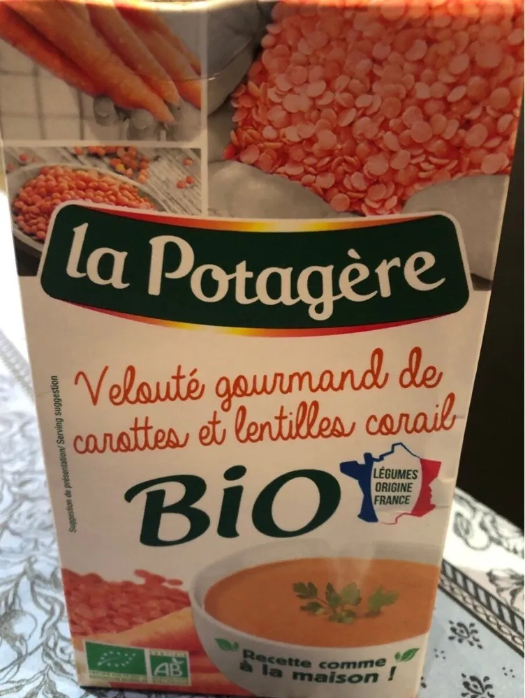 Velouté carottes lentilles corail bio