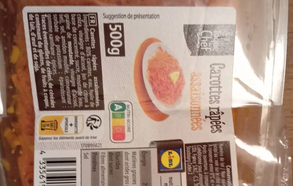 Carottes râpées assaisonnees